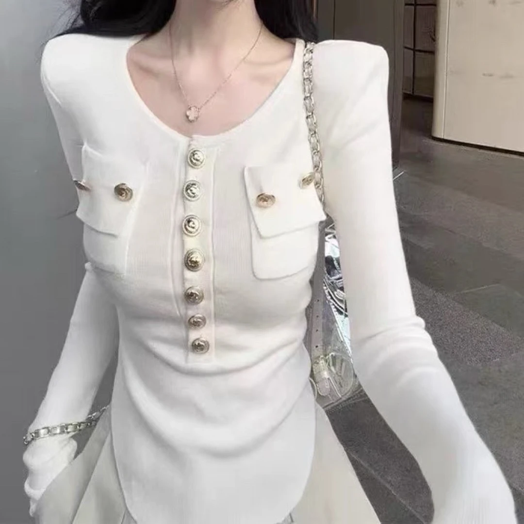 大码女装1110小香风不规则长袖t恤纯欲辣妹上衣显瘦百搭巨好看