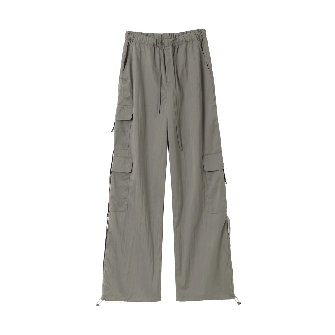 0239【夏季新款】百搭休闲阔腿松紧腰抽绳两穿工装裤（KZL-83）