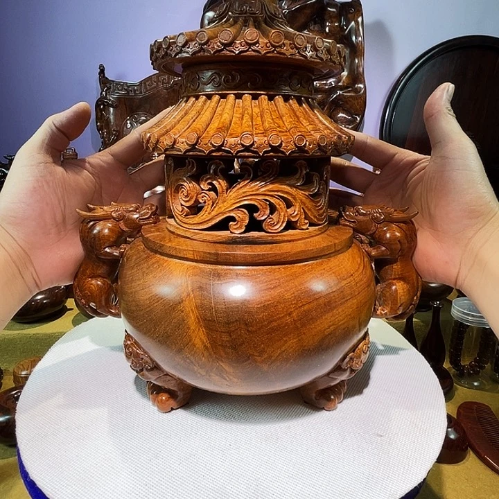 檀香紫檀（小叶紫檀）海黄故宫宝塔炉2745.5克