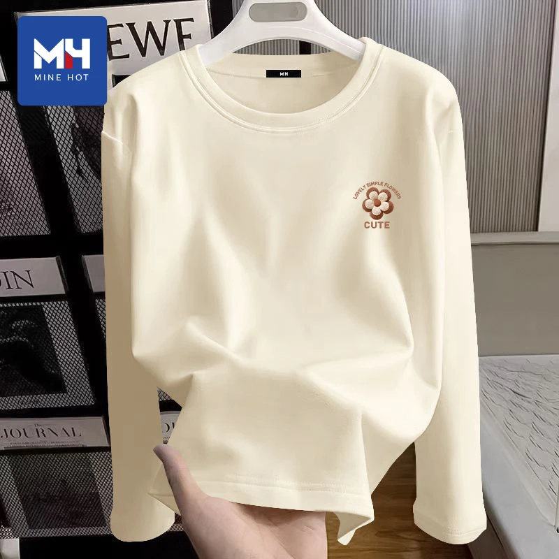 唐狮集团MH长袖t恤女新款春秋薄款打底衫小个子甜美可爱风格衣服