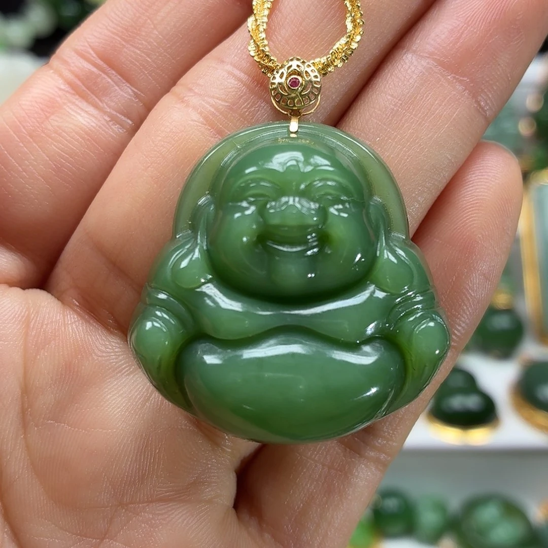 和田玉18K金镶嵌颈饰