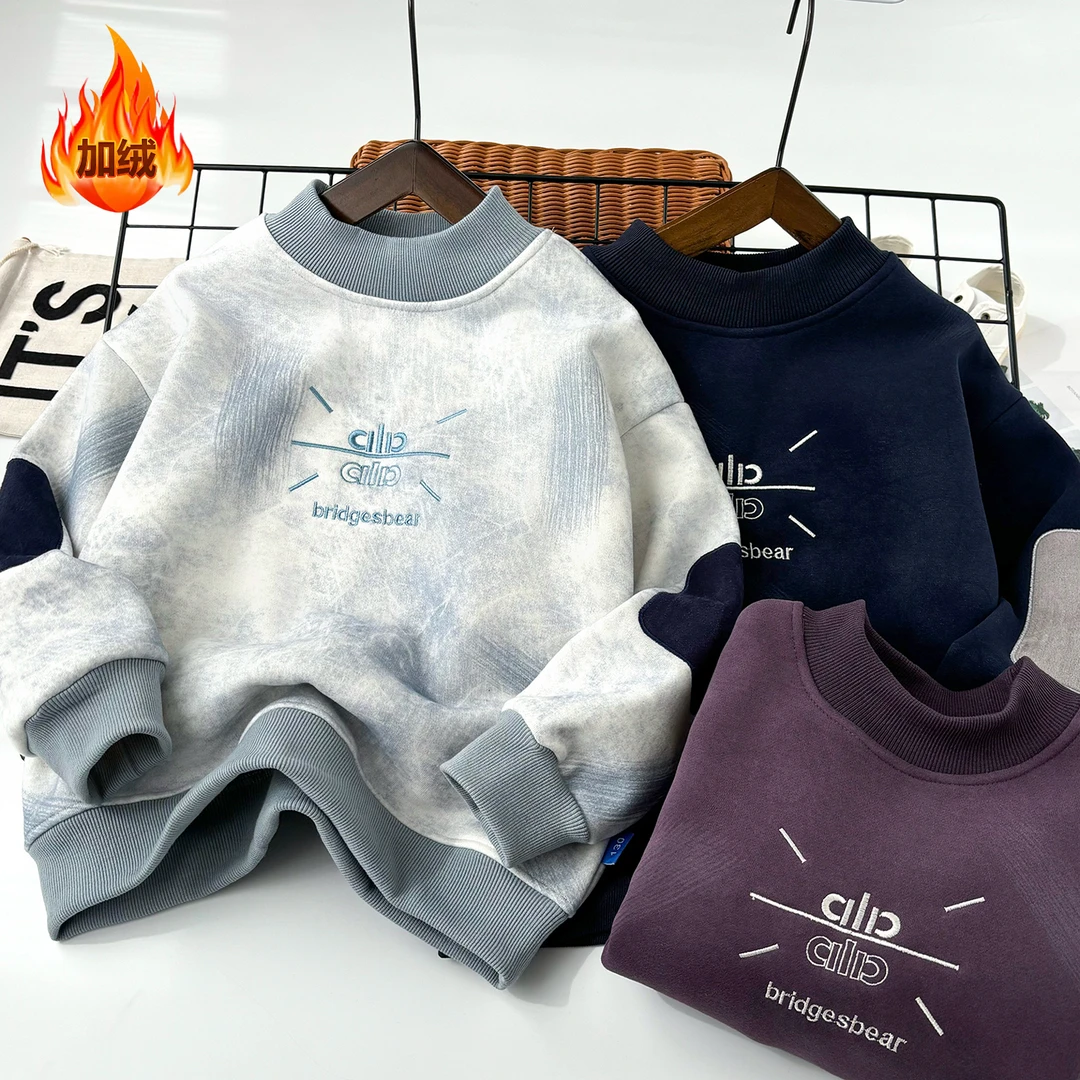 冬季加绒上新男款休闲风韩版复古卫衣加绒加厚上衣韩版休闲