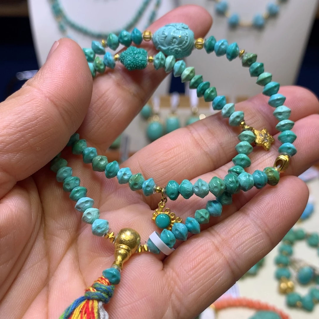 绿松石18K金镶嵌双圈