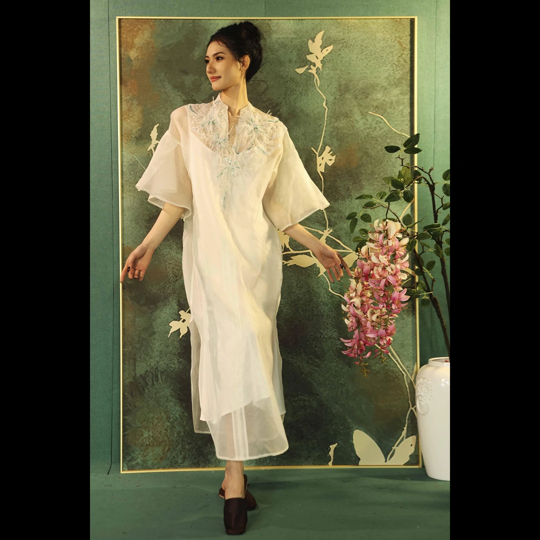 【今昔·月上倾】XM轻奢气质高级感钉珠重工优雅宴会晚宴女士连衣裙