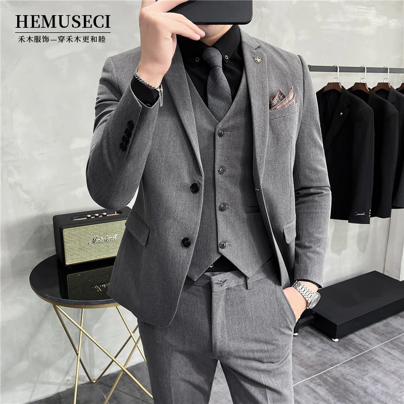 精致韩风拼接西服套装青年小西服潮流结婚婚礼男士韩版秋冬商务