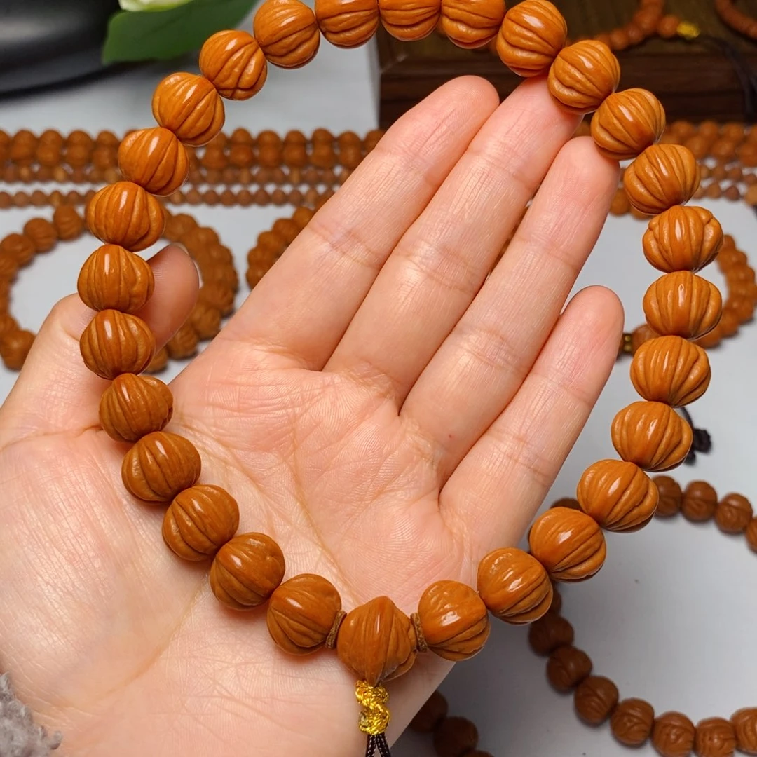 桃核手串13mm野生通天纹8棱27颗手持