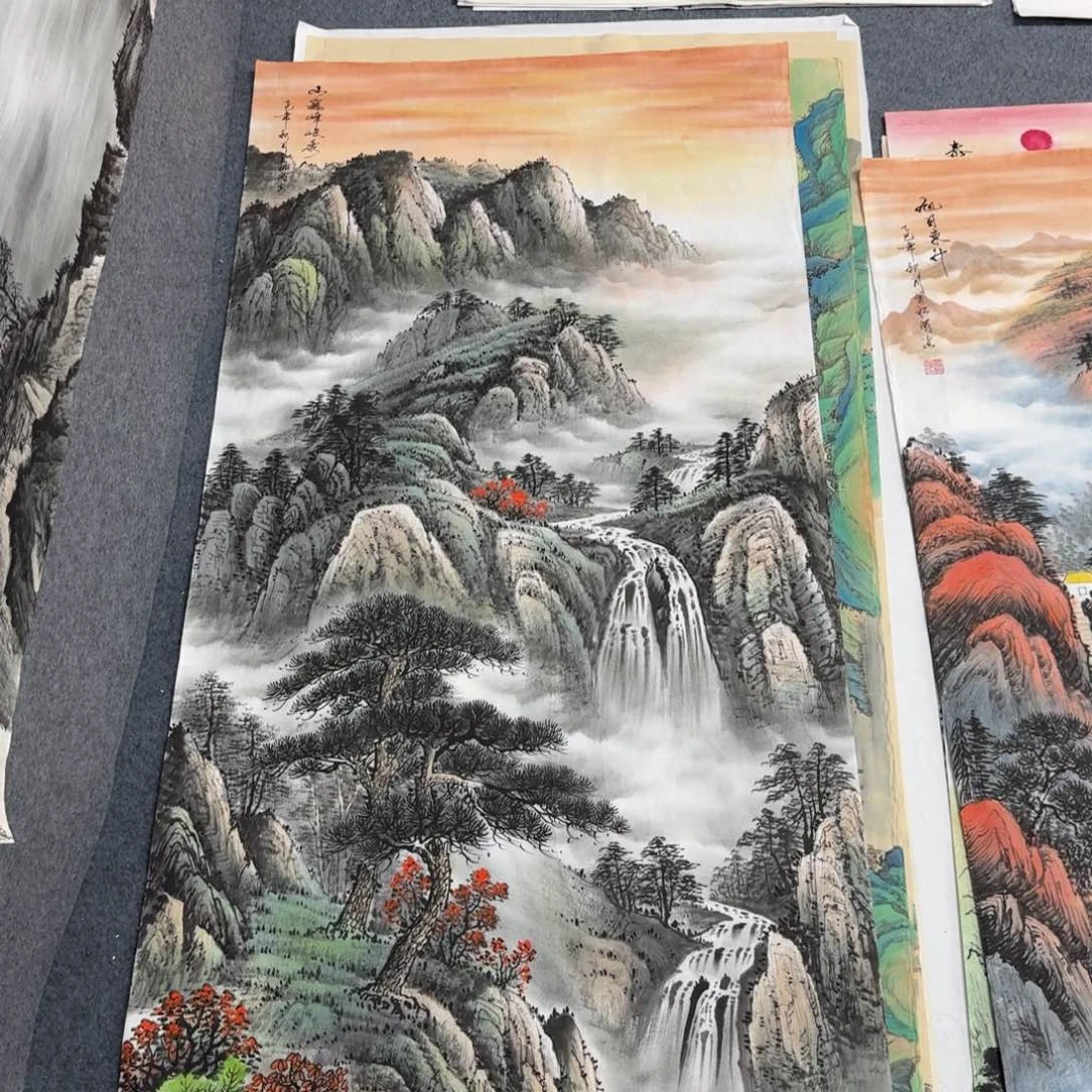 国画四尺尺寸70X140纯手绘作品