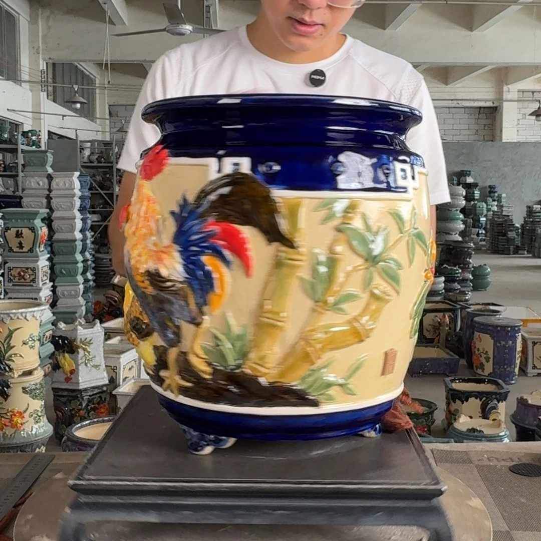一风堂石湾花盆 内口20*26 烧制痕迹