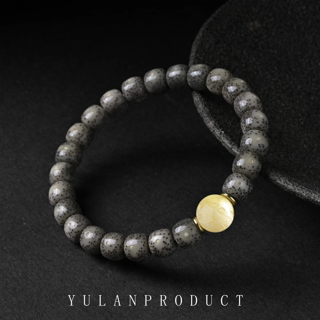 钰澜文玩【云顶星月】星月菩提-9*8糯冰+蜜蜡隔珠搭配款-精工百搭
