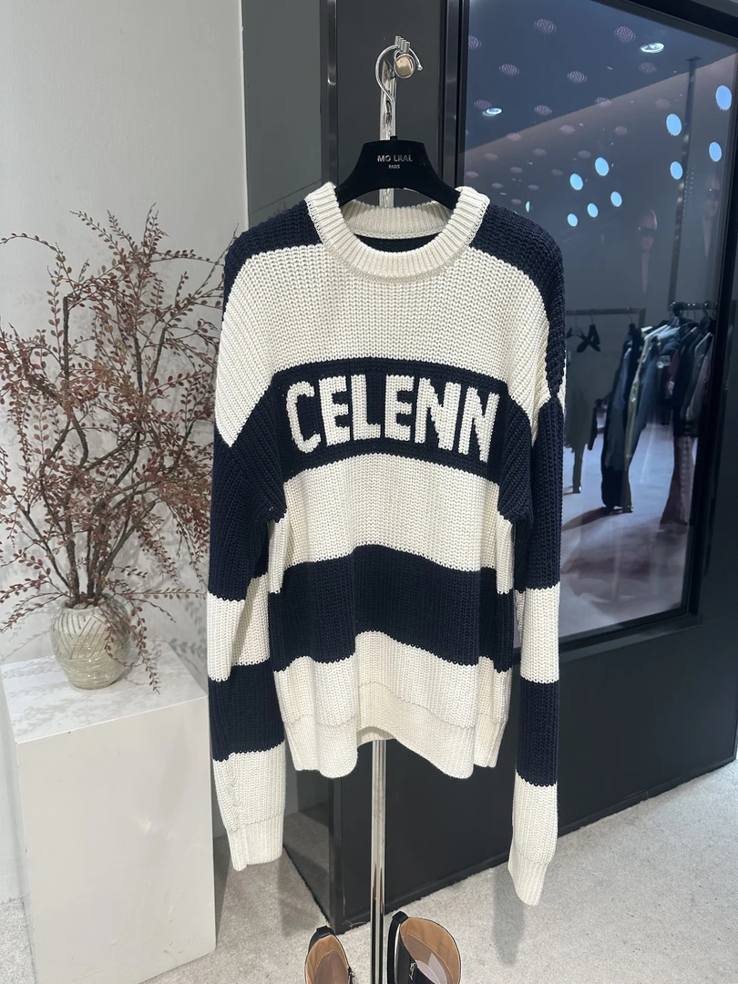 时尚条纹圆领长袖毛衣针织衫163