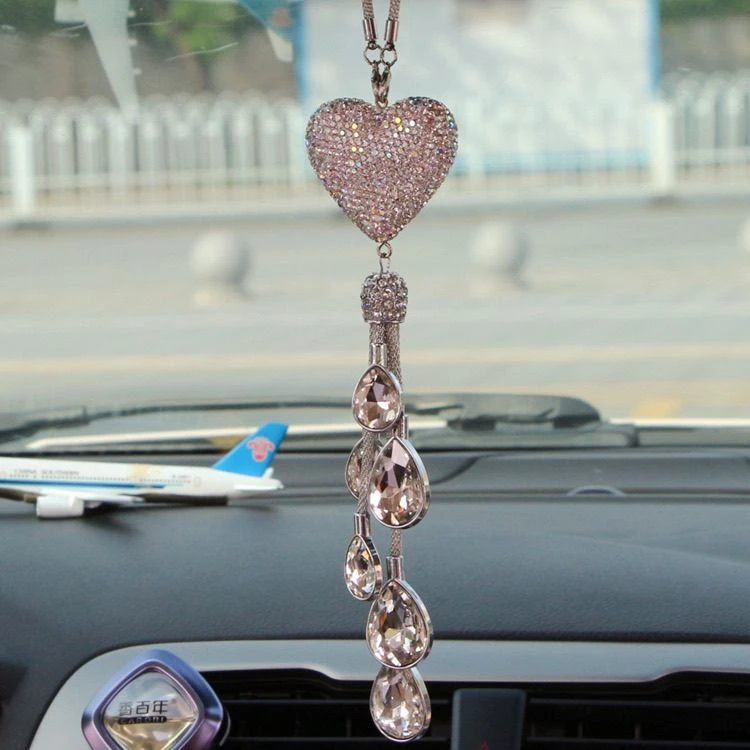 水晶汽车挂件饰品高档爱心ins创意吊饰车载装饰吊坠后视镜挂饰