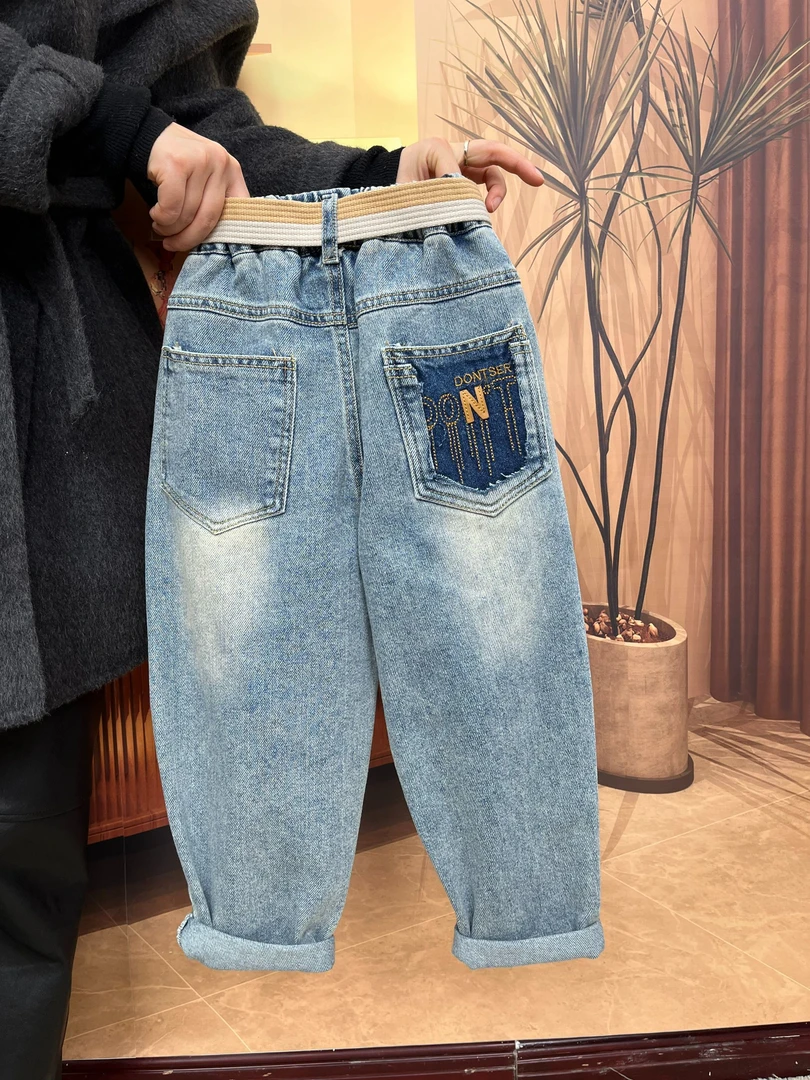 男童女童牛仔春夏季薄款2025新款中大童裤韩版休闲百搭韩版牛仔裤