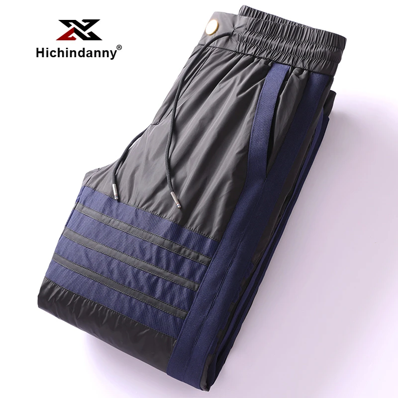 HICHIN白鹅绒羽绒裤男士冬季加厚保暖外穿时尚撞色束脚休闲运动裤