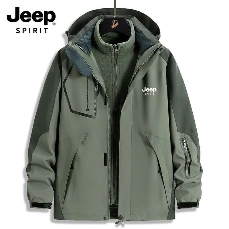 JEEPSPIRIT吉普2025秋冬新款防风保暖夹克男女运动休闲冲锋衣外套