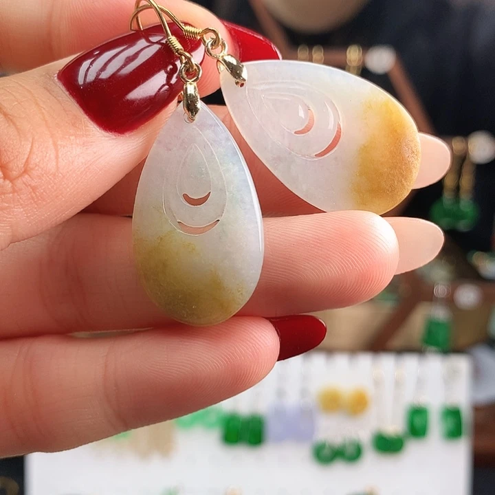 银S925镶嵌翡翠耳饰耳饰