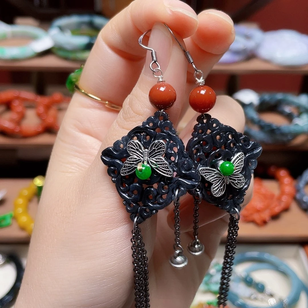 翡翠未镶嵌耳饰饰品