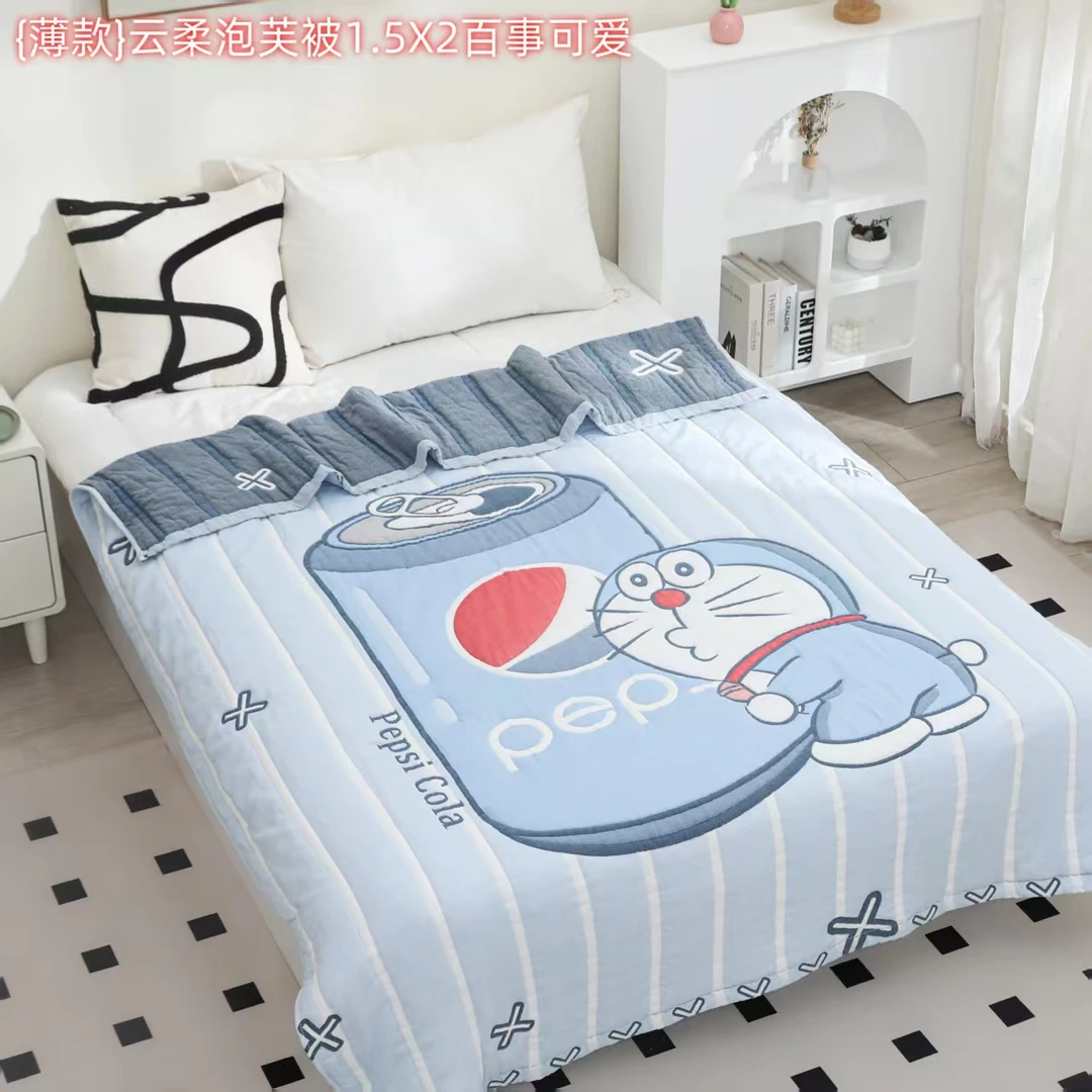 柔软【百事叮当猫】150*200纯棉泡芙被多层柔软亲肤透气加厚双面