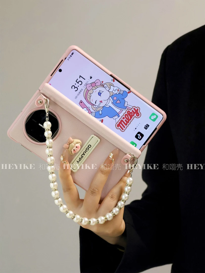 粉色壳膜一体适用oppofindn5手机壳折叠X5华为mateX6典藏荣耀VS3