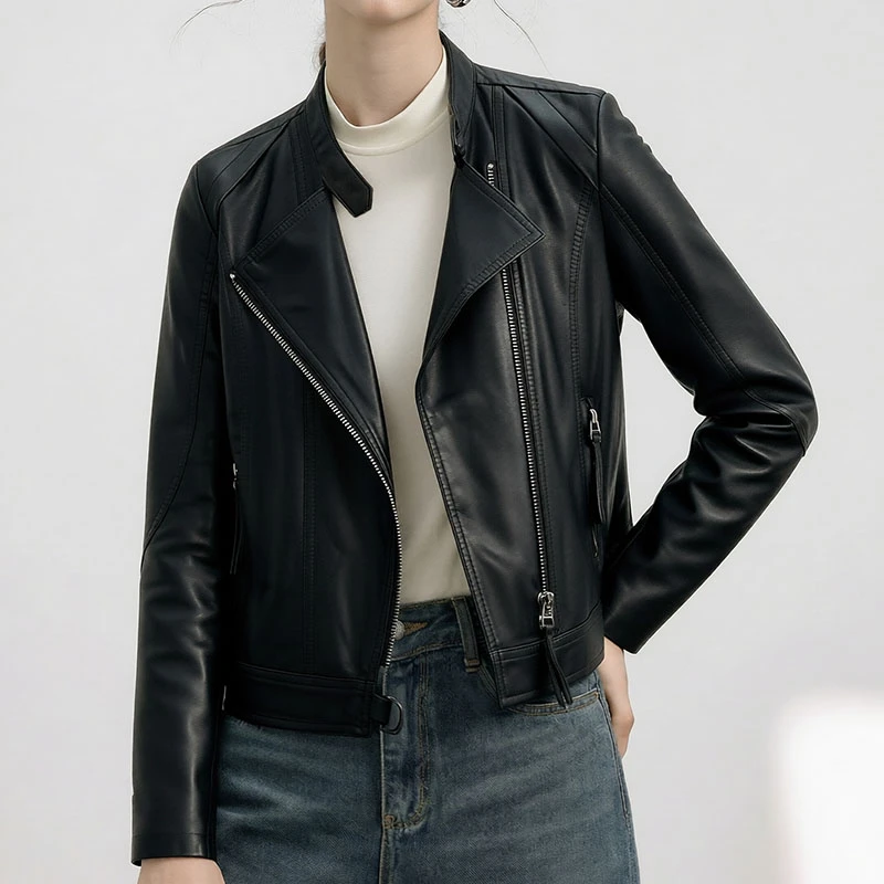 2025年秋季真皮皮衣洋气网红显瘦气质短款百搭休闲女士外套