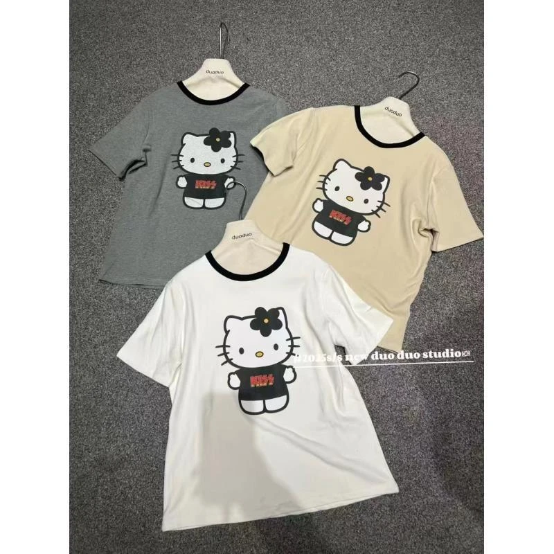 韩国DATE家kitty印花大版短袖8309