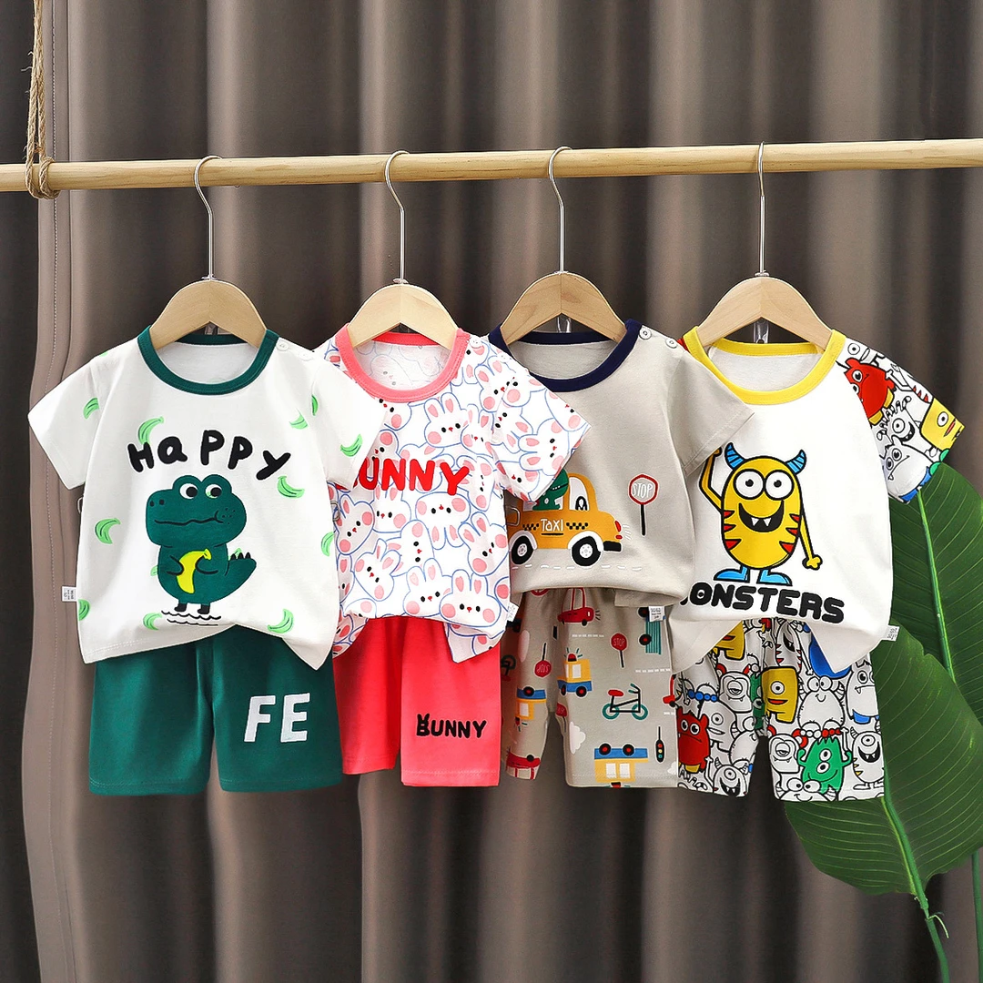 男女宝宝衣服夏季童装婴儿短袖套装纯棉短裤t恤2025潮酷痞帅童装