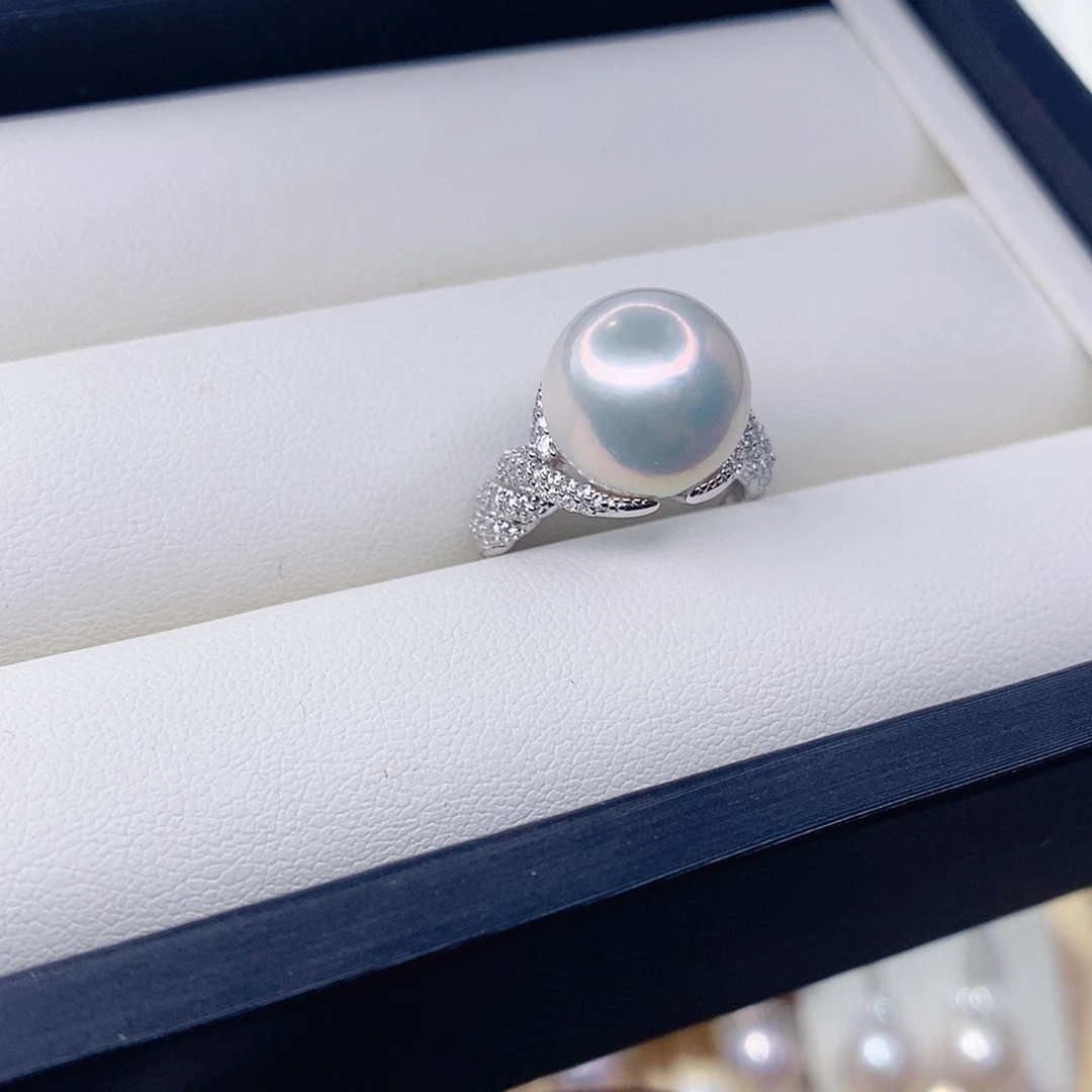 丽***～银S925镶嵌淡水珍珠戒指12➕