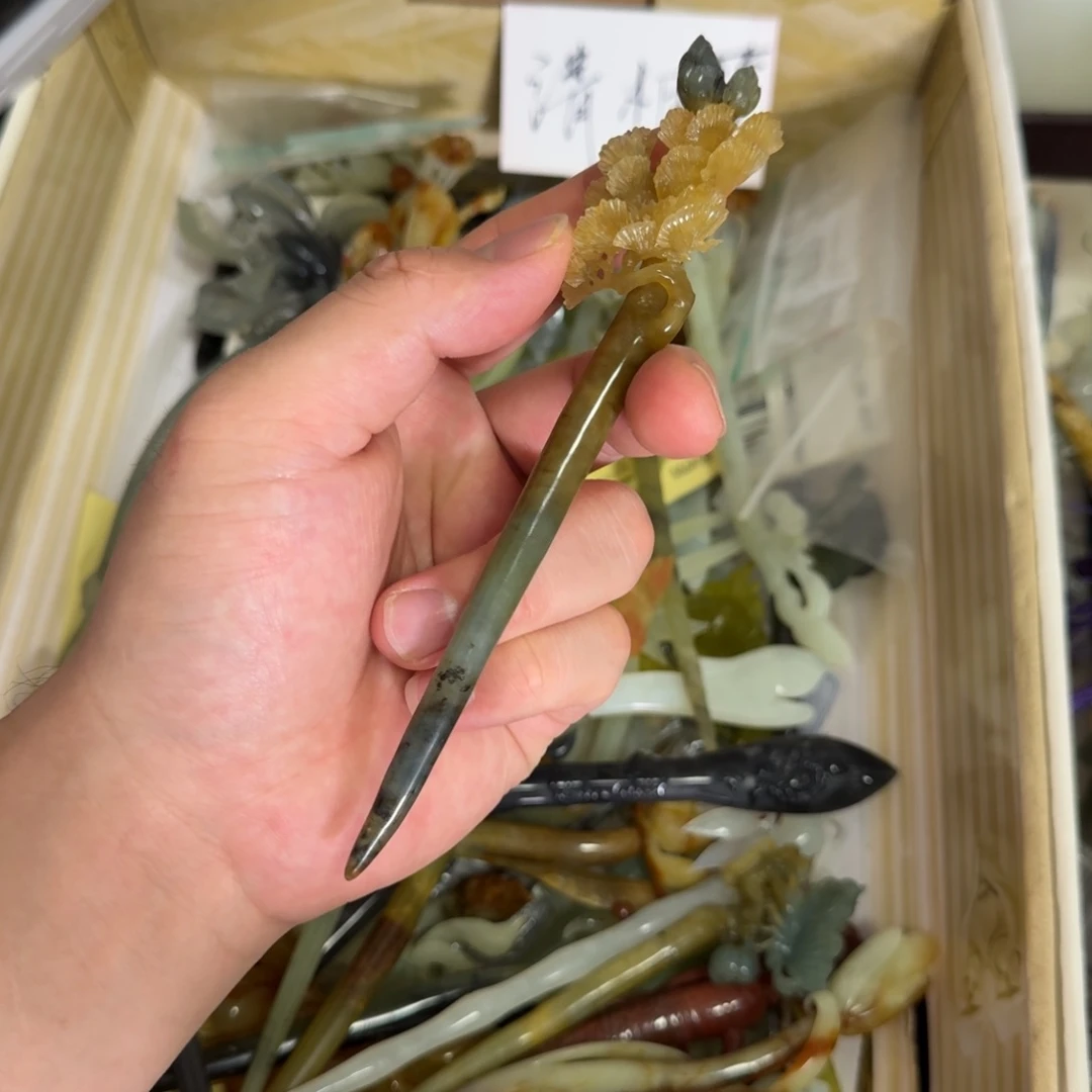 岫玉发饰未镶嵌明君玉簪就是好看