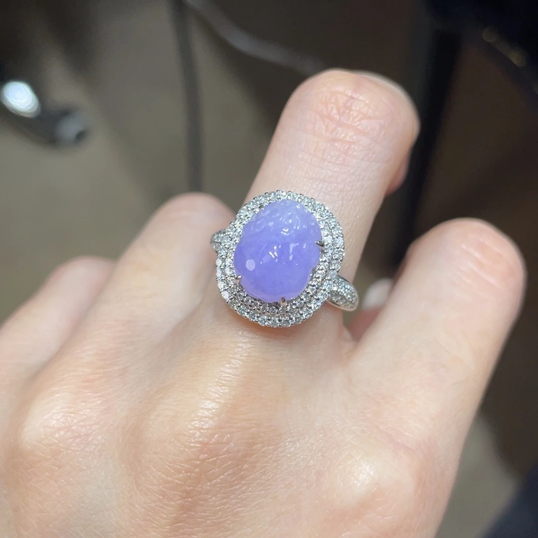 翡翠颈饰18K金镶嵌天然缅甸翡翠a货