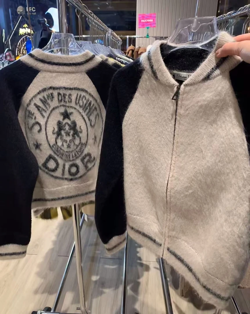 未使用 DIOR/迪奥  sm13318176  黑白拼接logo印花拉链外套 36码