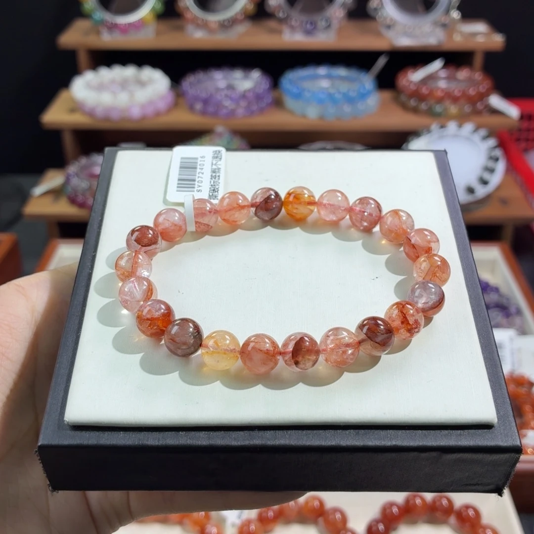 未镶嵌水晶手串橙黄胶花8+