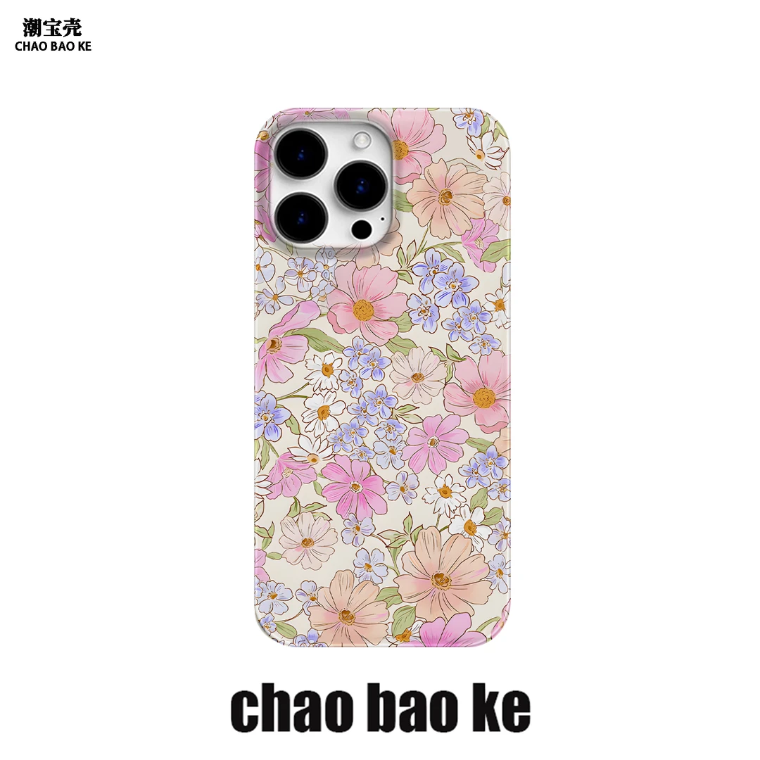 粉色菊花手机壳适用于苹果16promax小众艺术iphone15pro个性14/13