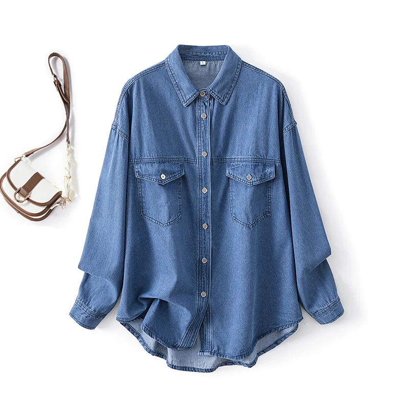 水洗软牛仔衬衫男女2025年春夏薄款上衣叠穿内搭打底衬衣百搭外套