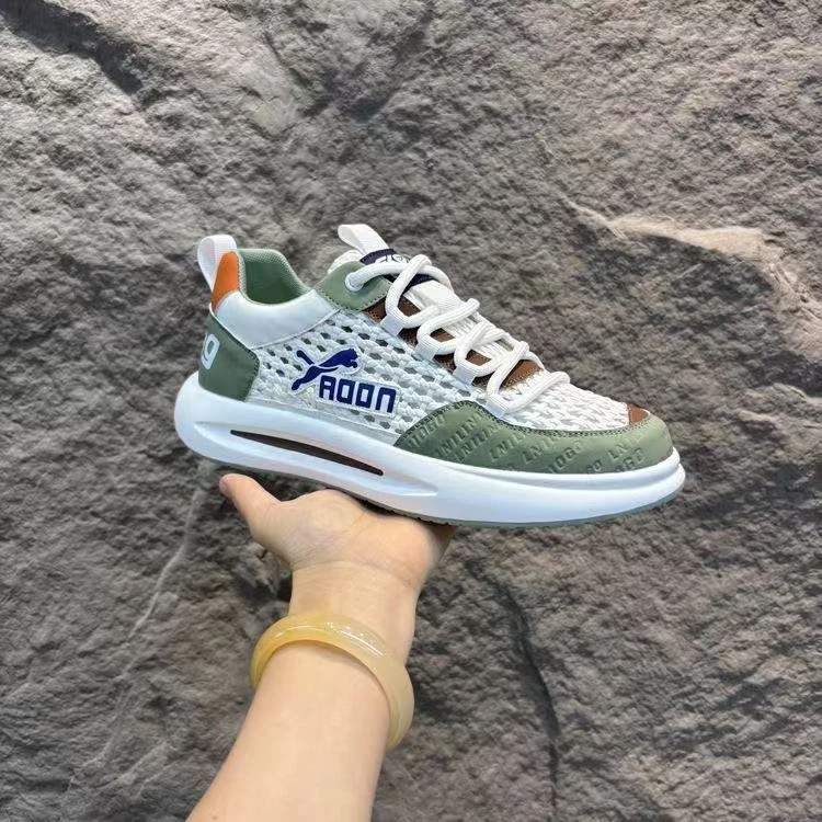 夏季新款低帮系带软底透气运动鞋舒适老爹鞋轻奢休闲百搭潮流男鞋