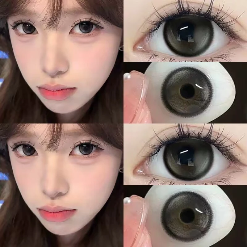 琪瞳小黑茶黑色美瞳新款半年抛14.2小直径隐形眼镜显乖学生款自然