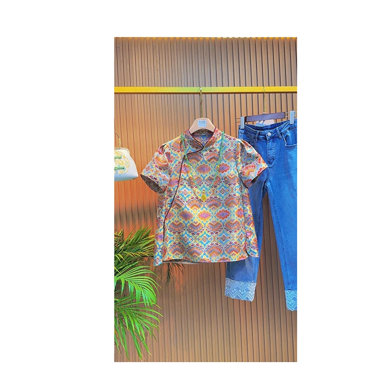 【蜀锦祥云】新中式碎花气质长袖网红时尚夏季复古中国风