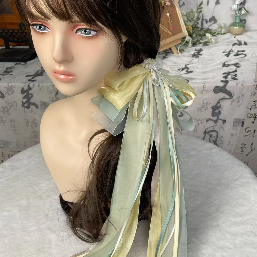 【海盐柠檬】新国风古风飘带头饰发饰小清新蝴蝶结弹簧夹