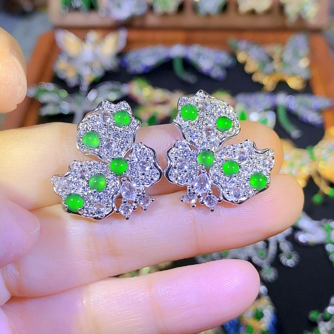 吊坠(不含链)银S925镶嵌翡翠