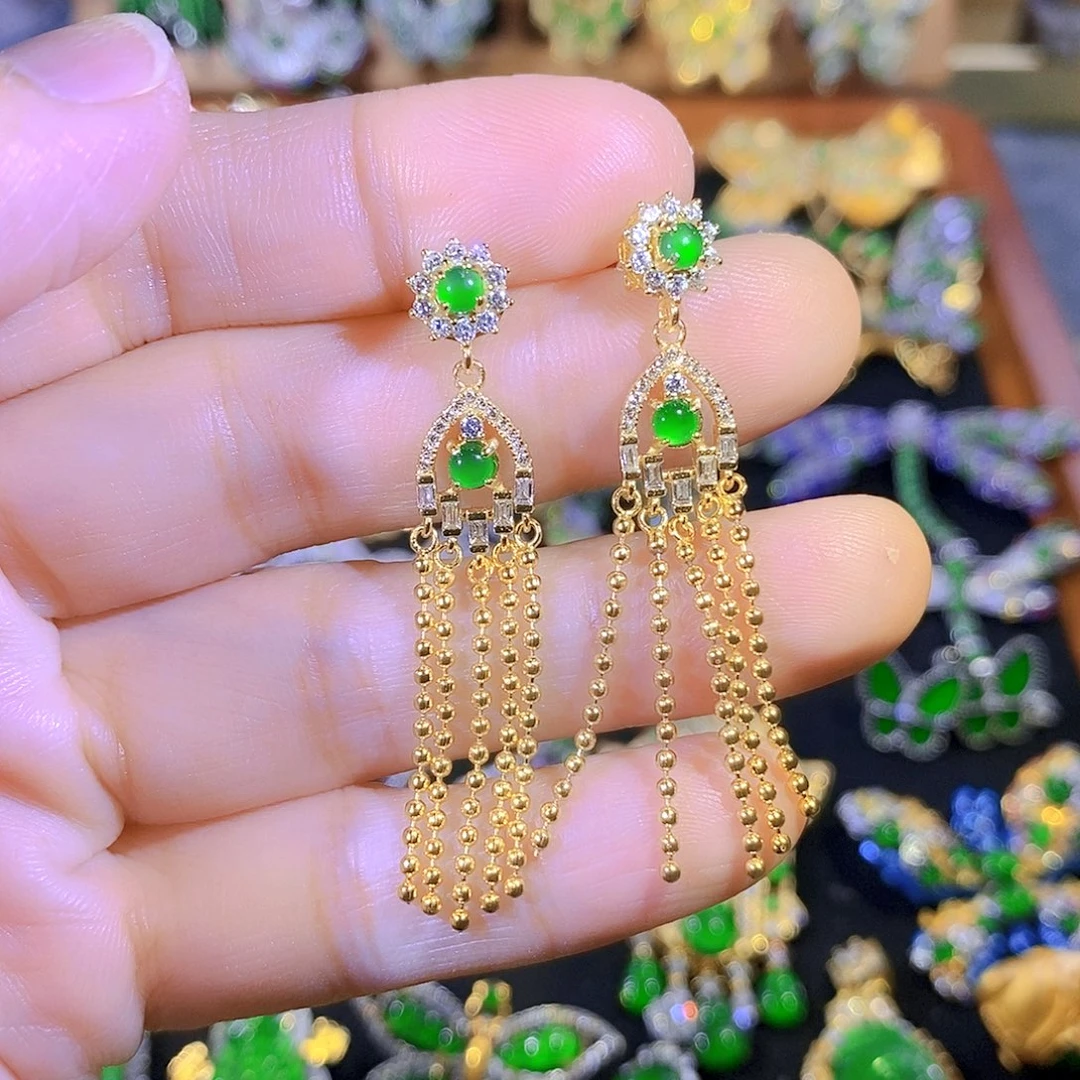 吊坠(不含链)银S925镶嵌翡翠