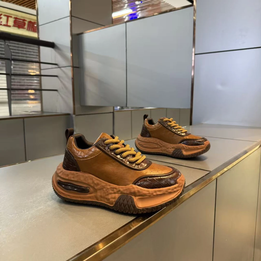 耐磨厚底复古时尚休闲鞋系带运动风潮流休闲单鞋秋冬男鞋秋季