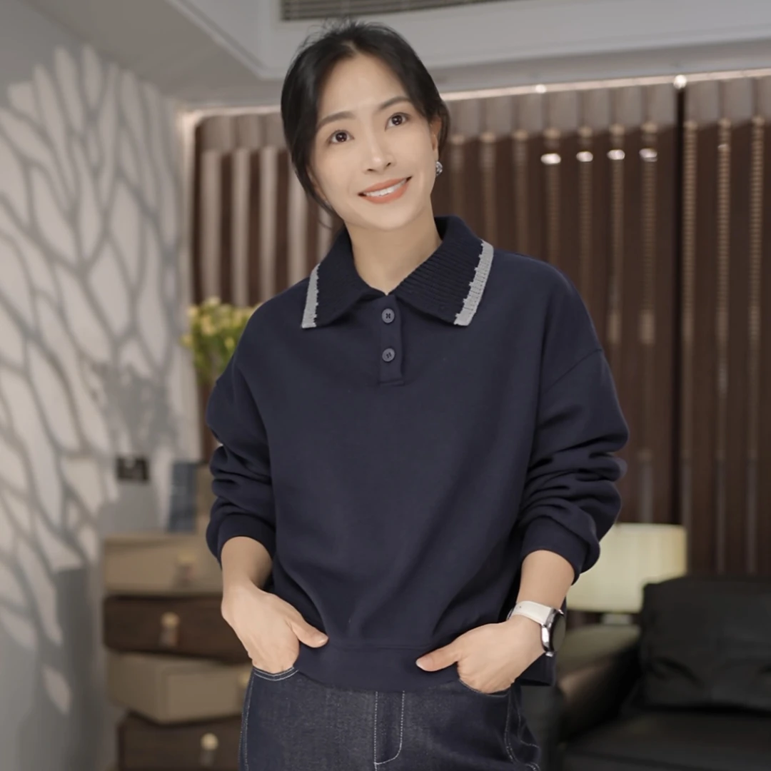 娃娃领卫衣韩版宽松显瘦减龄翻领NYJ66759