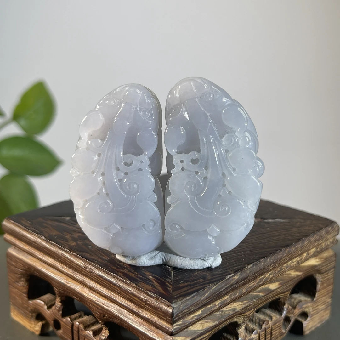 JGB13-67  天然缅甸A货翡翠  一对貔貅