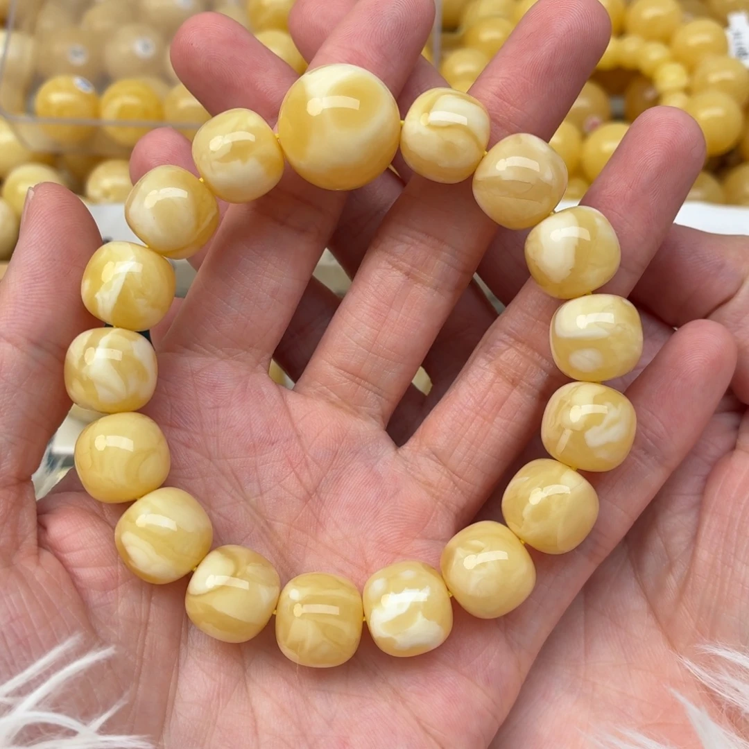 蜜蜡未镶嵌裸石13+老型同料手串