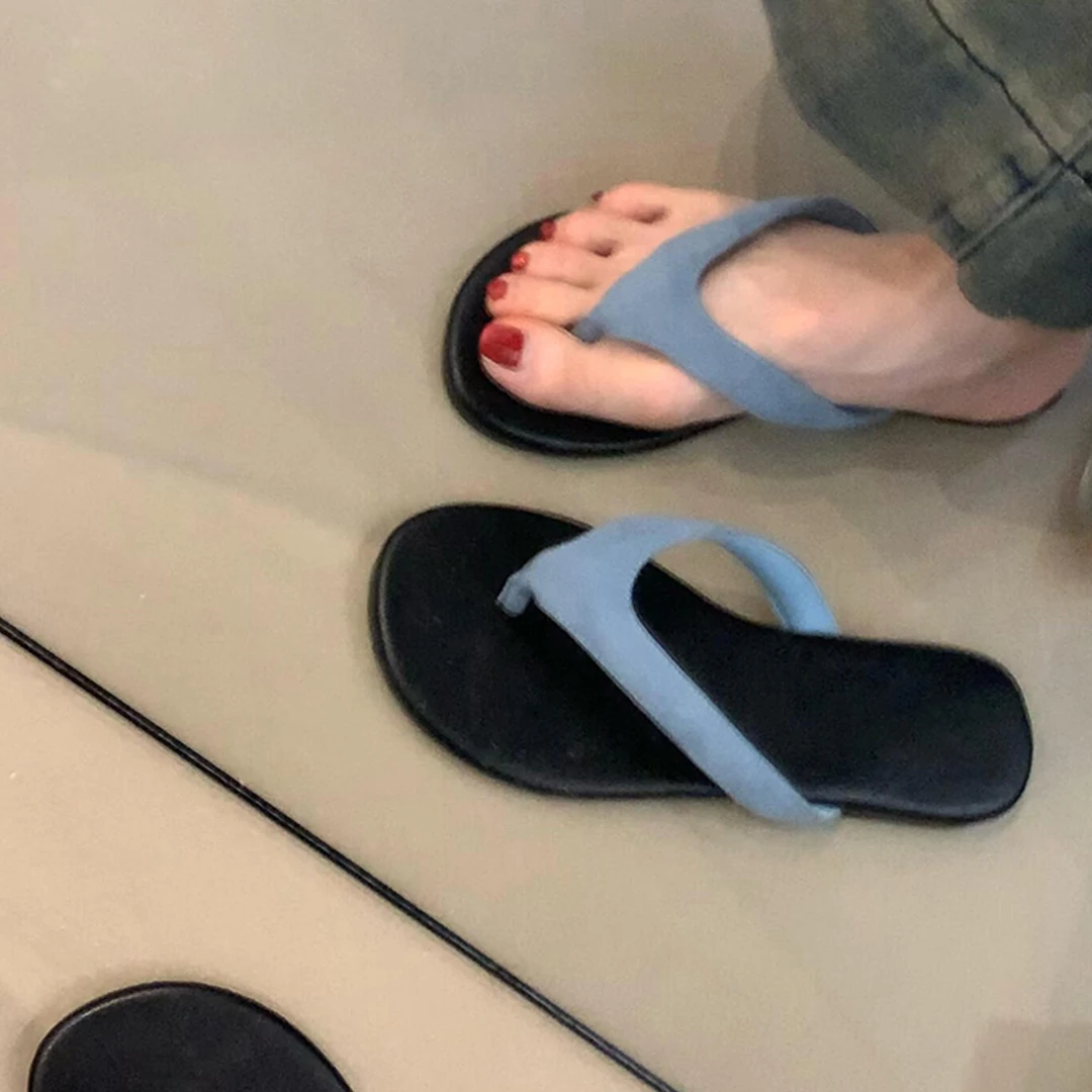 UHCK一脚蹬百搭平底鞋女外穿夏季人字拖百搭舒适度假风沙滩鞋