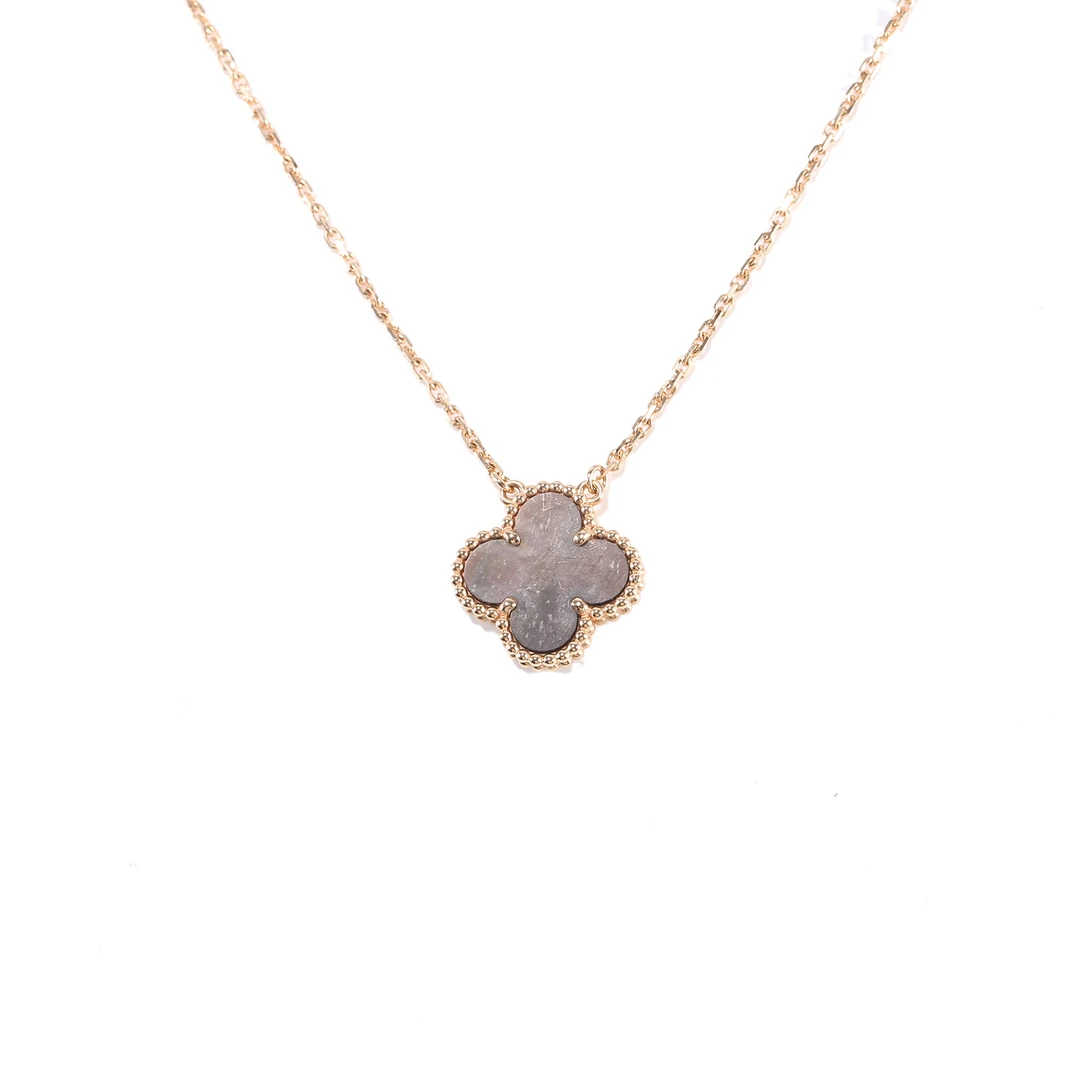 95新 梵克雅宝 活动-800【念念】中号单花项链 新扣 灰贝母