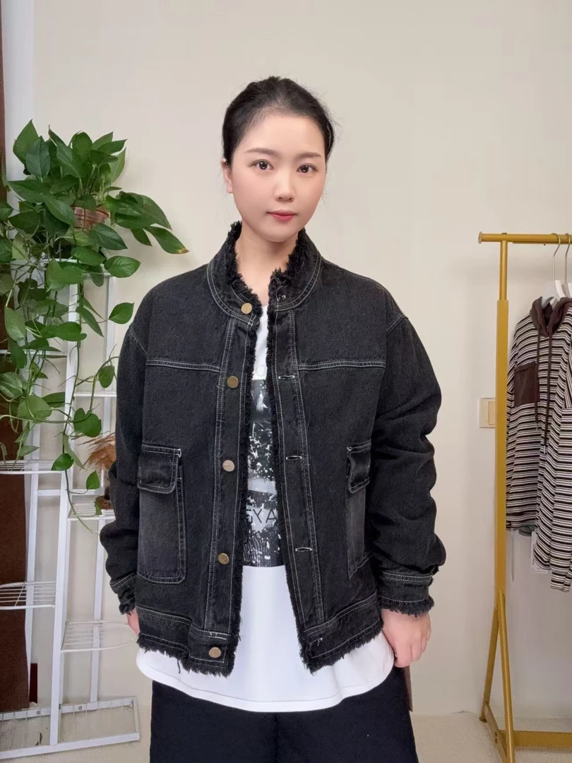 水洗秋季女立领个性街头短外套春秋复古港风休闲做旧上衣百搭