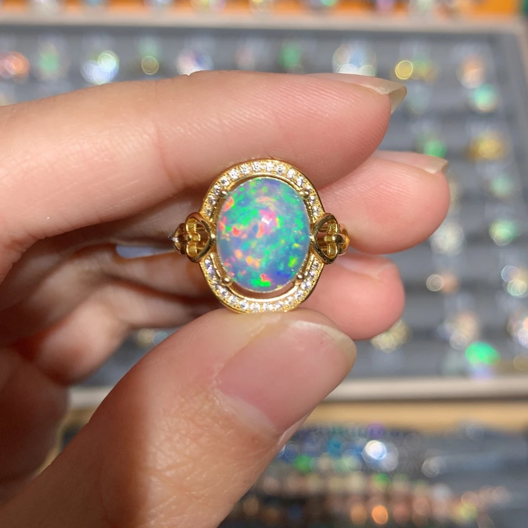 银S925镶嵌欧泊欧泊戒指y