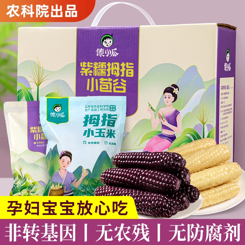 云南西双版纳拇指玉米香糯手指小玉米新鲜真空装儿童宝宝代餐早餐