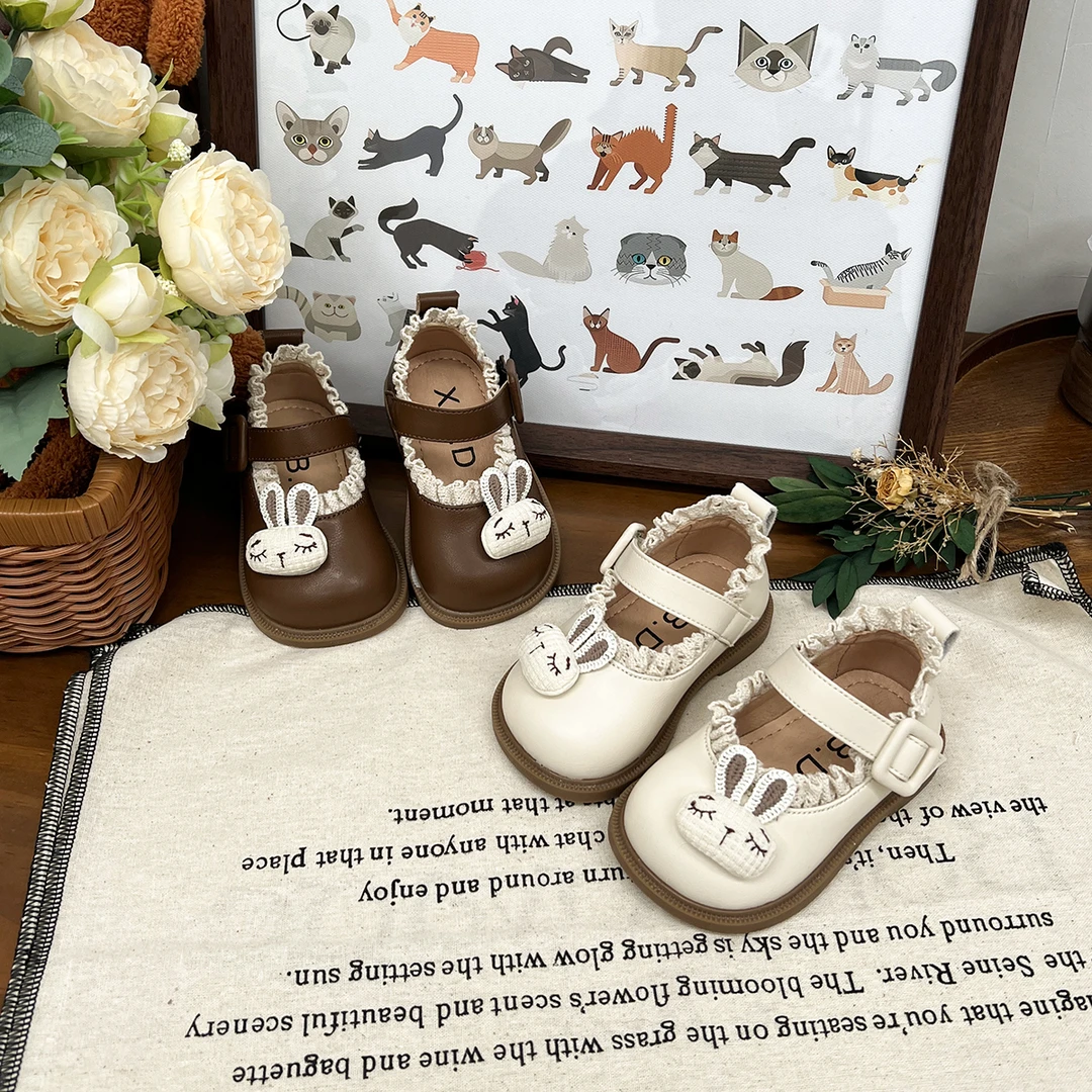 女宝宝鞋子2025年春季新款小童公主兔子幼儿防滑皮鞋单鞋潮