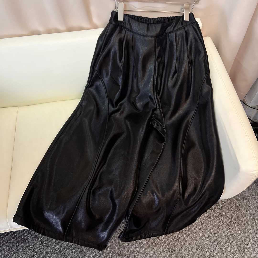 1001（加绒）新中式女装秋冬款百搭休闲裤 中式国潮风阔腿裤