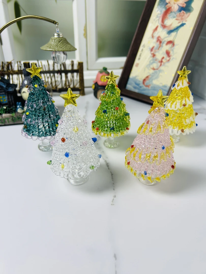 淄博琉璃拉丝圣诞树11CM纯手工顺丰包邮圣诞节礼物网红可爱时尚